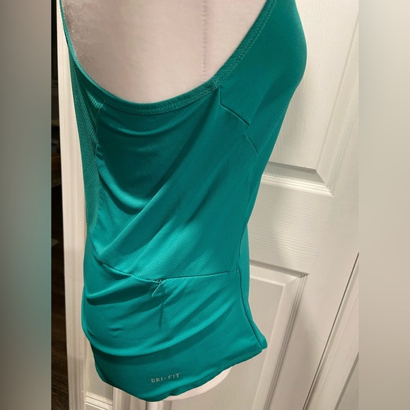 Nike Size XS Turquoise Dri-Fit Racerback Athletic Tank Top Zipper Pocket Running - Picture 3 of 11
